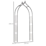 Outsunny Vintage Style Steel Garden Patio Outdoor Arbor & Trellis Arch Support Vines & Climbing Plants Garden Decoration - Black 2.5H m