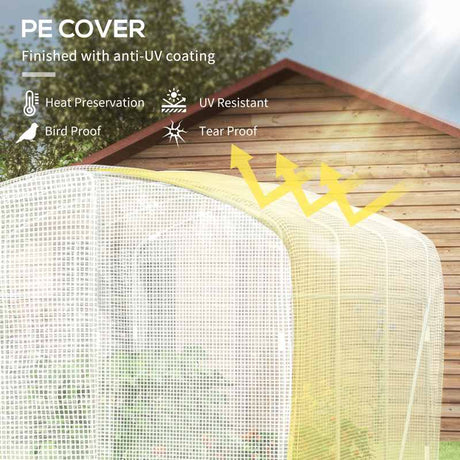 Outsunny Polytunnel Greenhouse Walk-in Grow House with UV-resistant PE Cover, Door and Galvanised Steel Frame, 2 x 2 x 2m, White