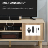 HOMCOM Sliding Door TV Cabinet Stand - Oak Wood-Effect