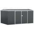 Outsunny 14 x 8ft Outdoor Garden Metal Storage Shed with Lockable Door, Tool Storage Box for Garden, Patio and Lawn, Grey