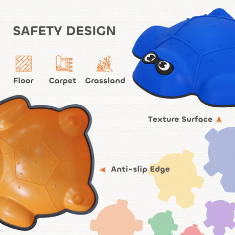 AIYAPLAY 9-Piece Balance Stepping Stones with Non-Slip Edge, Indoor Outdoor Obstacle Course for Ages 3-8 Years, Multicoloured