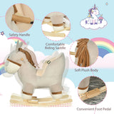 HOMCOM Kids Rocking Horse, Children Plush Ride On Donkey Animal Rocker w/ Sound, Wood Base Seat, Safety Belt, Baby Toy Rocker for Toddler 18 - 36 Months, Grey