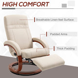HOMCOM 135 Manual Reclining Swivel Chair, with Footrest - Beige
