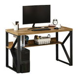 HOMCOM Computer Desk Writing Desk Home Office PC Laptop Workstation with Storage Shelf 120 x 60 x 76cm Black Brown Wood Effect