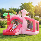AIYAPLAY Inflatable Bounce House for Kids with Slide, Ball Pit, Basketball Hoop and Blower for Indoor Outdoor Garden, Pink