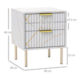 HOMCOM Elegant Two-Drawer Bedside Table - White