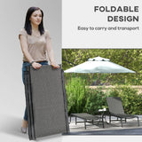 Outsunny Foldable Outdoor PE Rattan Sun Lounger Set of 2, Patio Wicker Recliners Lounge Chair w/ 5-Level Adjustable Backrest, for Poolside, Garden, Grey