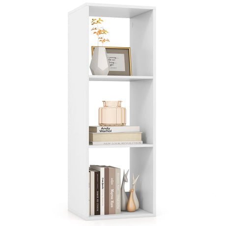 3-Cube Bookshelf Vertical Bookcase Open Storage Organizer-White