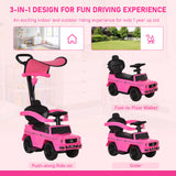 HOMCOM 3 in 1 Kids Children Ride on Push Car Toddler Sliding Car G350 Licensed Walker Foot to Floor Slider Push-Along with Horn Steering Wheel NO POWER Manual, Pink
