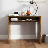 HOMCOM Boxy Work Desk, with Shelf - Wood-Effect