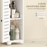HOMCOM Bathroom Floor Cabinet, Bathroom Storage Unit with Louvered Door, Open Shelf, Adjustable Shelf, White, 22 x 20 x 75 cm