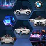 HOMCOM BMW i4 Licensed 12V Kids Electric Ride-On Car, White, red and light blue