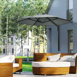 Outsunny 2.5m Wall Mounted Parasol, Hand to Push Outdoor Patio Umbrella with 180 Degree Rotatable Canopy for Porch, Deck, Garden, 250 cm, Grey