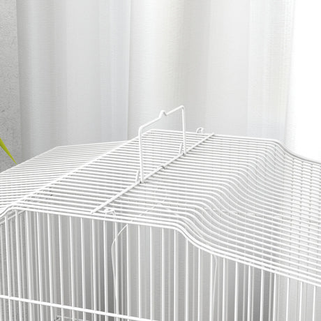 PawHut Large Metal Bird Cage with Perches, Food Bowls, Swing, for Budgies, Parakeets, White