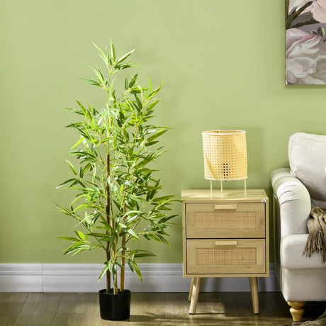 HOMCOM Artificial Plant Bamboo Artificial Tree Height 120 cm with Pot for Home Indoor Decor