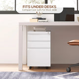 Vinsetto 3-Drawer Filing Cabinet with Lock, Mobile Steel File Cabinet for A4, Legal and Letter Size, Under Desk Drawers with Pre-Assembled Body for Home Office, 37 x 43.5 x 60 cm, White