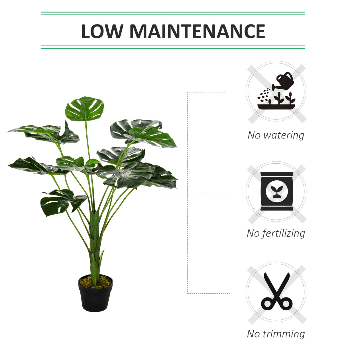 HOMCOM Decorative Artificial Monstera Plants in Pot Fake Plants for Home Indoor Decor, 85cm