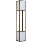 HOMCOM Modern Shelf Floor Lamp with Dual Ambient Light, Standing Lamp Living Room, Bedroom, 156cm, Brown