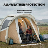 Outsunny Inflatable Camping Tent w/ Air Pump, Easy Setup 2-3 Person Blow Up Tent, Khaki