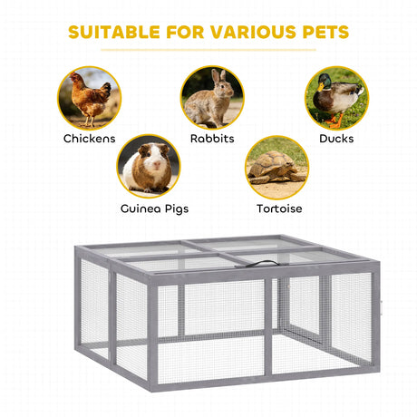PawHut Rabbit Hutch Outdoor, Foldable Guinea Pig House with Openable Top, for 3 Bunnies, Ducks, Chickens, 110 x 105 x 50 cm