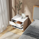 HOMCOM Elegant Bedside Table, with Drawer and Shelf - White/Gold Tone