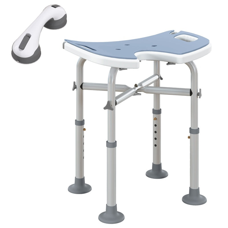 HOMCOM 39-51.5cm 'U' Seat Padded Shower Stool - Light Blue