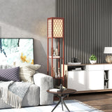 HOMCOM Three-Shelf Standing Lamp - Brown/White