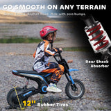 HOMCOM 24V Electric Motorbike with Twist Grip Throttle, Music, Horn, 12" Pneumatic Tyres, 16km/h Max Speed - Blue