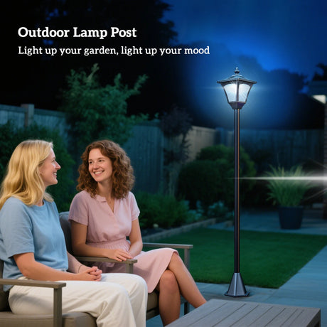 Outsunny 1.2m Solar Powered Outdoor Lamp Post - Black