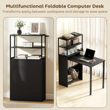 HOMCOM Folding Shelf and Work Table - Black