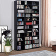 HOMCOM 1116 CD/ 528 DVD Storage Unit, Media Storage Shelf, Wooden Display Unit with Adjustable Shelves, 102 x 195 cm, Black