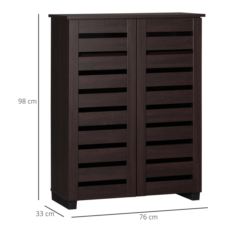 HOMCOM 5-Tier Narrow Shoe Cabinet with Adjustable Shelves - Dark Brown