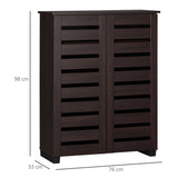 HOMCOM 5-Tier Narrow Shoe Cabinet with Adjustable Shelves - Dark Brown
