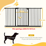 PawHut Adjustable Safety Gate w/ Three Extensions, Four Adjustable Screws, Black