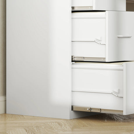 HOMCOM Four-Drawer Modern Steel Filing Cabinet - White