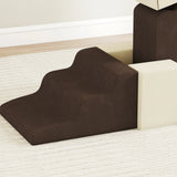 AIYAPLAY 7 Piece Kids Soft Play Set with Detachable Cover, Baby Indoor Climb and Crawl Foam Toy for Toddlers, Preschoolers, Brown