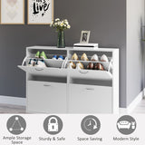 HOMCOM Wooden Modern Design 4 Drawer Shoes Cabinet Pull Down Shelf Storage Organiser - White