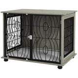 PawHut Indoor Dog Crate Furniture End Table w/ Plush Washable Cushion, Lockable Door, for Medium Dogs