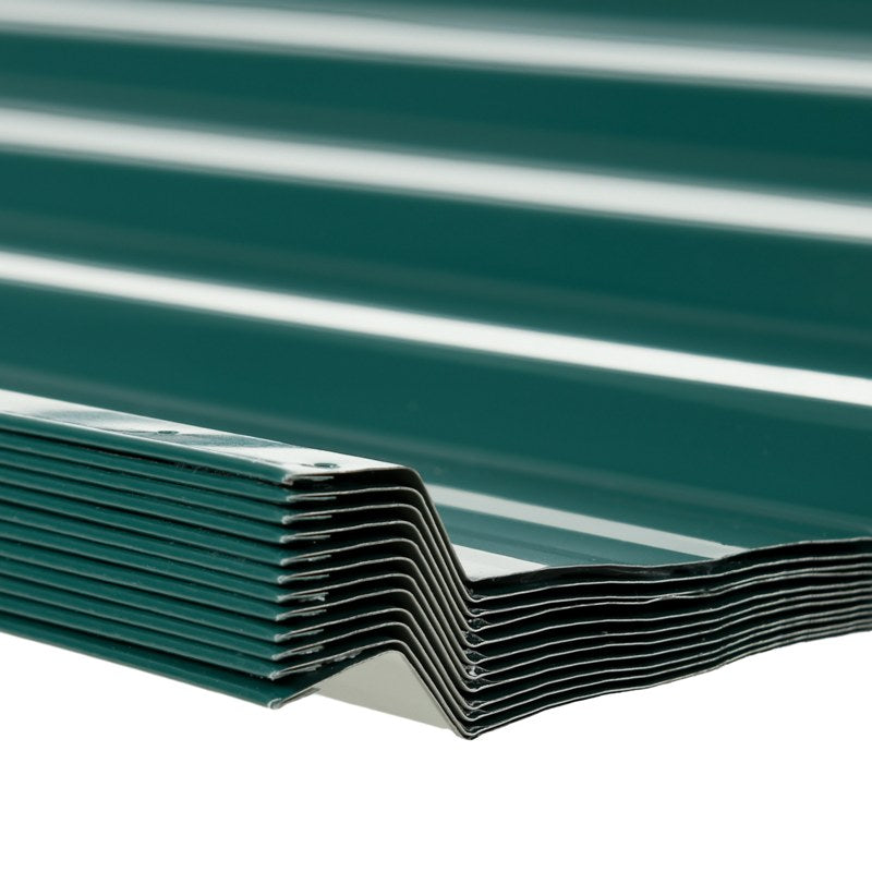 Outsunny Set of 12 Corrugated Steel Roof Sheet Panels - Green