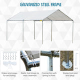 Outsunny 3 x 6m Heavy Duty Carport Garage Car Shelter Galvanized Steel Outdoor Open Canopy Tent Water UV Resistant Waterproof, White