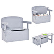 Kids Convertible Activity Bench Table with Toy Storage Box for Kindergarten Art Playroom-Grey