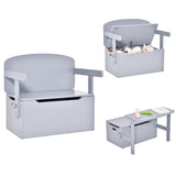 Kids Convertible Activity Bench Table with Toy Storage Box for Kindergarten Art Playroom-Grey