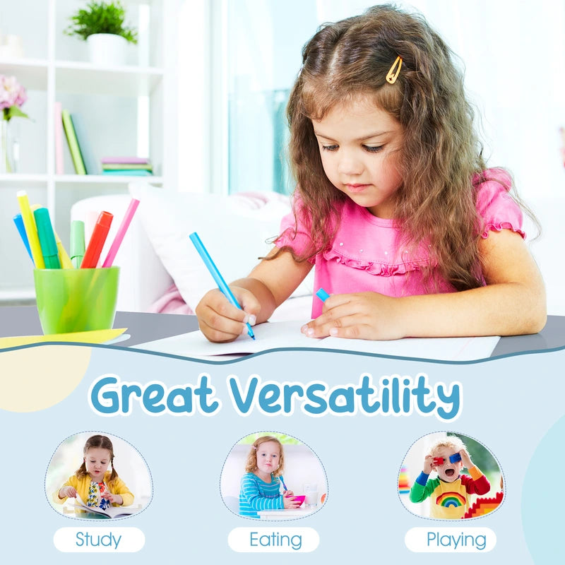 Kids Convertible Activity Bench Table with Toy Storage Box for Kindergarten Art Playroom-Grey