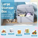Kids Convertible Activity Bench Table with Toy Storage Box for Kindergarten Art Playroom-Grey