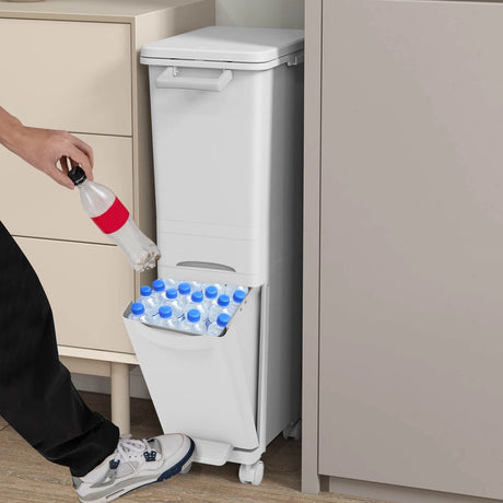 3 in 1 Multifunctional Trash can with Tilting Bottom Container Kitchen Waste Bin