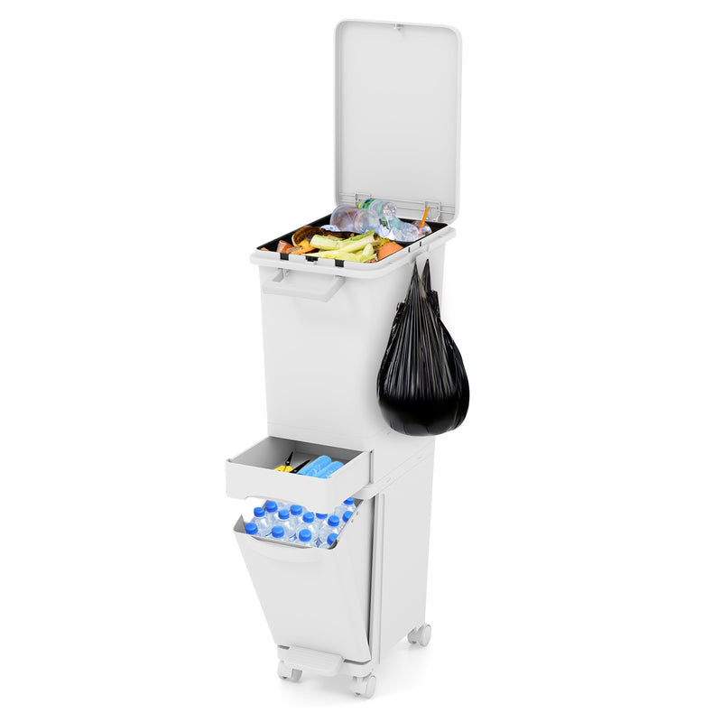 3 in 1 Multifunctional Trash can with Tilting Bottom Container Kitchen Waste Bin