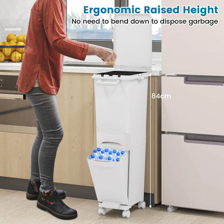 3 in 1 Multifunctional Trash can with Tilting Bottom Container Kitchen Waste Bin