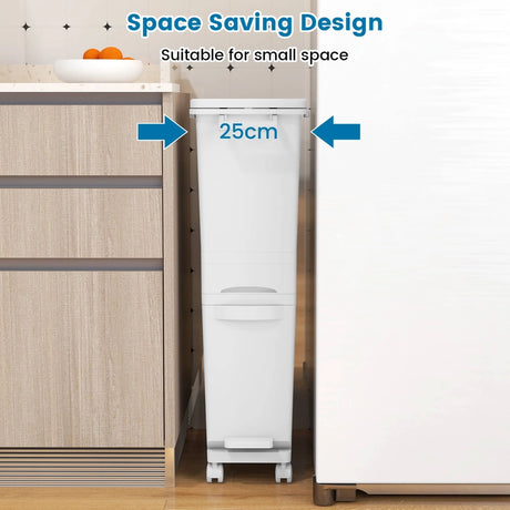 3 in 1 Multifunctional Trash can with Tilting Bottom Container Kitchen Waste Bin