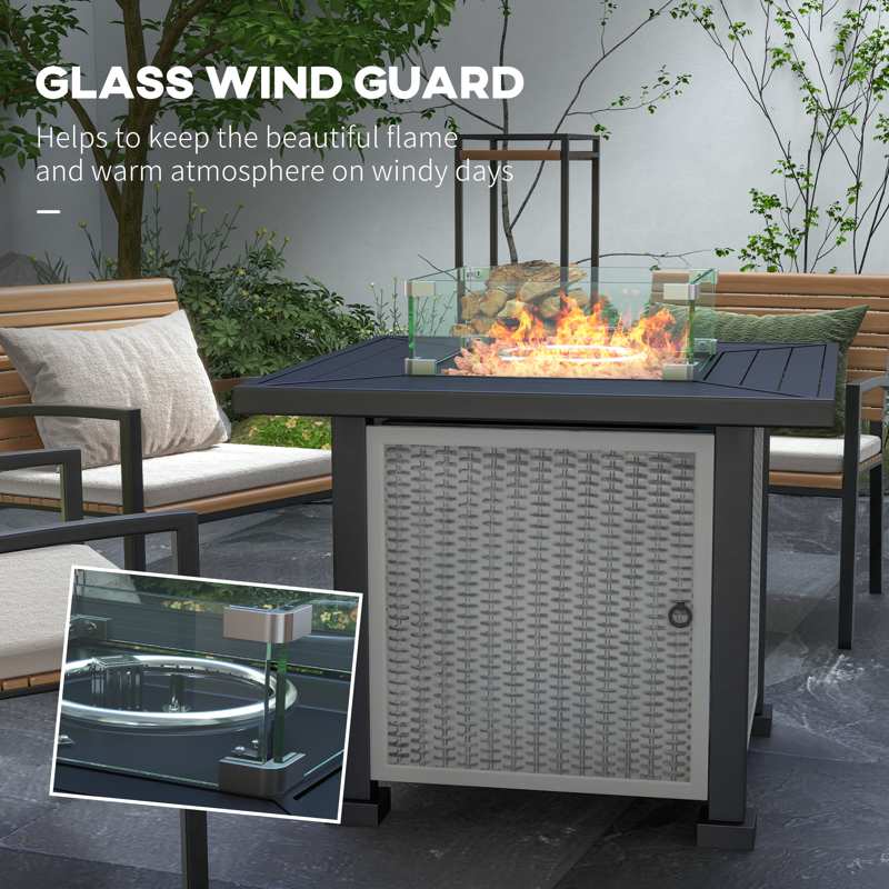 Outsunny 81 x 81cm 50,000 BTU Gas Fire Pit Table - Grey