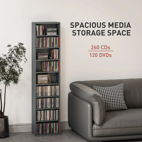 HOMCOM 260 Narrow CD Storage Unit - Grey